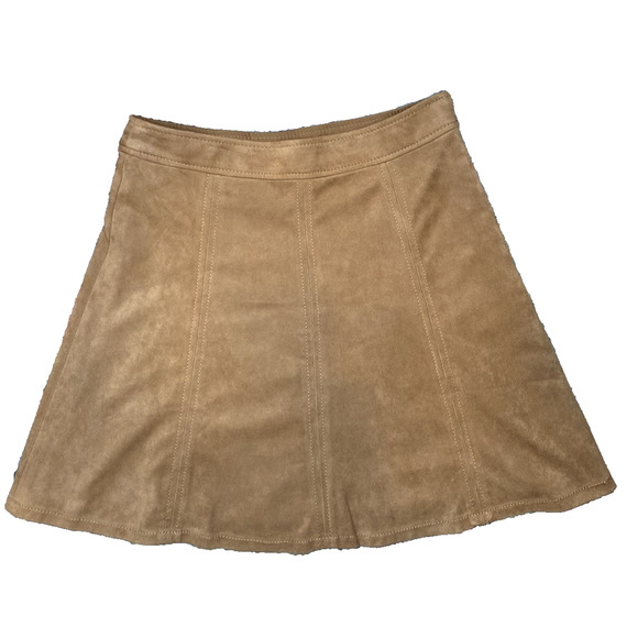 Loft Skirt Womens Size 2P Camel Tan Faux Suede Flippy Mini A Line Preppy Office - Picture 2 of 10